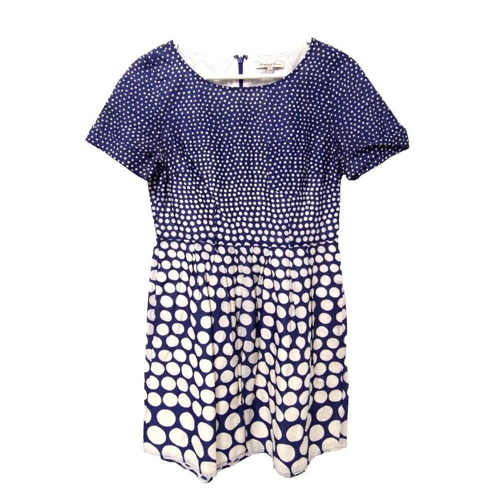 Madewell Broadway & Broome Womens Blue Circles Dress 0 Fit & Flare A-Line Mini - Picture 2 of 7